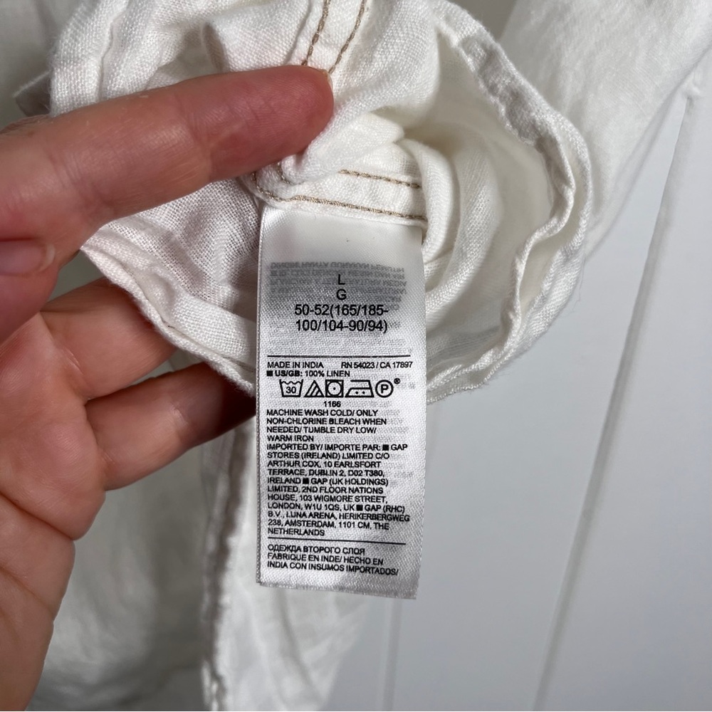 Banana Republic 100% Linen Short-sleeve Shirt Men's L White - Picture 7 of 8